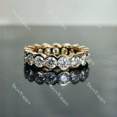 Doveggs round full eternity bezel moissanite/lab grown diamond wedding band-5.2mm band width