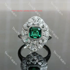 Cushion bezel milgrain vintage moissanite engagement ring| Doveggs