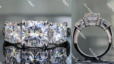 Doveggs cushion three-stone moissanite engagement ring