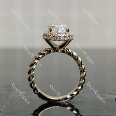 The Laura Oval halo moissanite engagement ring| DovEggs