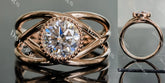 Doveggs round bezel split shank moissanite engagement ring