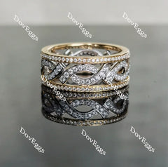 Doveggs round vintage full eternity pave moissanite/lab grown diamond wedding band-8.7mm band width