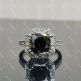 (size 8.25) Doveggs 4ct peacock blue cushion moissanite sterling silver engagement ring