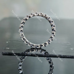 Doveggs round full eternity bubble moissanite/lab grown diamond wedding band-2.0mm band width