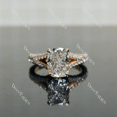 Emily's Hope-Cushion pave split shanks half eternity moissanite engagement ring|DovEggs
