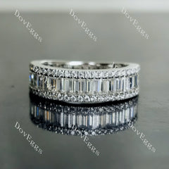 Doveggs half eternity channel set pave moissanite/lab grown diamond wedding band-3.0mm band width