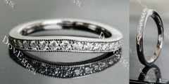 Doveggs round half eternity pave moissanite/lab grown diamond wedding band-1.9mm band width