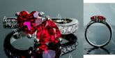 Doveggs Two heart half eternity pave colored gem engagement ring