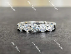 Doveggs five stone moissanite /lab grown diamond wedding band-2.4mm band width