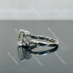 Doveggs Emerald Pave Side Stones Lab Grown Diamond Engagement Ring