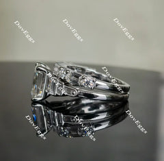 Doveggs round emerald half eternity moissanite/lab grown diamond wedding band (wedding band only)-1.8mm band width