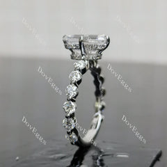 (size 6.5) Doveggs sterling silver 3ct elongated emerald moissanite engagement ring