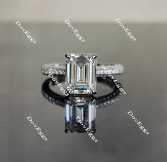 Doveggs paved emerald moissanite engagement ring