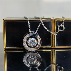 Doveggs premade 18k white gold round moissanite pendant necklace (pendant only)