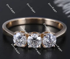 Doveggs Three-stone moissanite/lab grown diamond wedding band for women-2.2mm band width