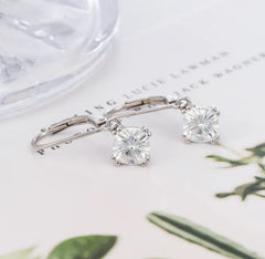 Doveggs square cushion moissanite hoop earrings for women