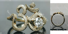 Sacred Sound Round Pave Sandblasted Effect Lab Grown Diamond Engagement Ring