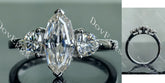 Doveggs Marquise Step cut pave three stones moissanite engagement ring