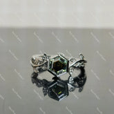 (size 6.5)Doveggs 1ct octagon peacock blue moissanite engagement SS ring