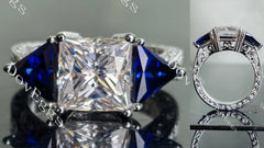 The Monica princess three stones moissanite engagement ring