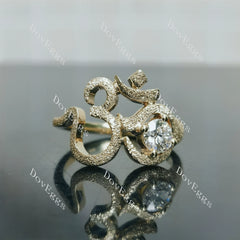 Sacred Sound Round Pave Sandblasted Effect Lab Grown Diamond Engagement Ring
