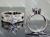 Doveggs round art deco moissanite engagement ring