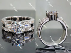 Doveggs round art deco moissanite engagement ring
