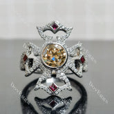 (size 5) Doveggs sterling silver 2ct Round champagne moissanite engagement ring