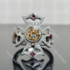 (size 5) Doveggs sterling silver 2ct Round champagne moissanite engagement ring