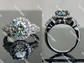 Doveggs round halo colored moissanite engagement ring