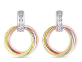 Doveggs Tri-color gold channel set moissanite/lab grown diamond hoop earring
