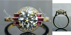 Doveggs Round Pave Halo Lab Grown Diamond Engagement Ring