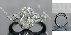 Doveggs Oval Halo Side Stones Lab Grown Diamond Engagement Ring