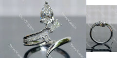 Doveggs Pear Pave Open Ring Lab Grown Diamond Engagement Ring