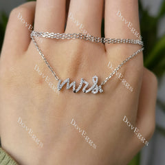 Doveggs round pave moissanite/lab grown diamond letters pendant (with 18'' length chain)
