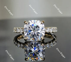 Doveggs cushion half eternity pave moissanite engagement ring