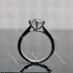 Round Pave half eternity moissanite engagement ring| DovEggs