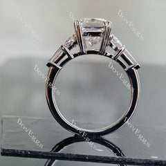 Doveggs radiant side stones moissanite engagement ring for women