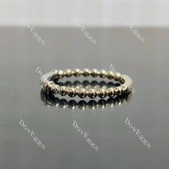 Doveggs beaded circle round pave moissanite/ lab grown diamond accents wedding band-2mm band width