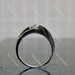 Doveggs round pave solitaire moissanite engagement ring