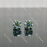 Doveggs 1ct/per round 2cttw Peacock Blue color sterling silver moissanite earrings