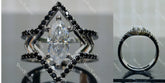Doveggs Marquise Modified H&A cut split shank Halo pave stones moissanite engagement ring
