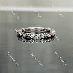 Doveggs round art deco bezel moissanite/lab grown diamond wedding band-2.0mm band width