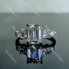 Doveggs emerald side stones moissanite engagement ring