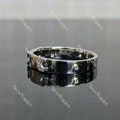 Doveggs star and moon round moissanite/lab grown diamond wedding band-3.5mm band width