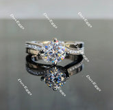 Doveggs round art deco moissanite engagement ring