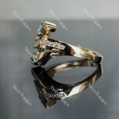Eisalia pear two stones channel set colored moissanite/colored gem engagement ring