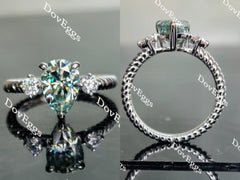 Doveggs three-stone colored moissanite/colored gem engagement ring
