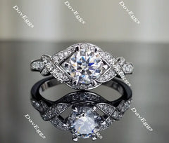 doveggs round art deco moissanite engagement ring