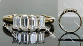 Doveggs four-stone emerald moissanite /lab grown diamond wedding band/moissanite ring